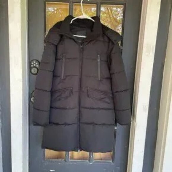 NOIZE Addie Faux Fur-Trim Quilted Parka Black Size S/P | Vegan Winter Coat NWOT - Picture 3 of 15